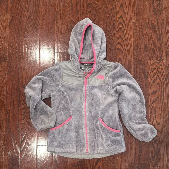 The North Face Gray and Pink Zip Hoodie Jacket - Picture 1 of 4